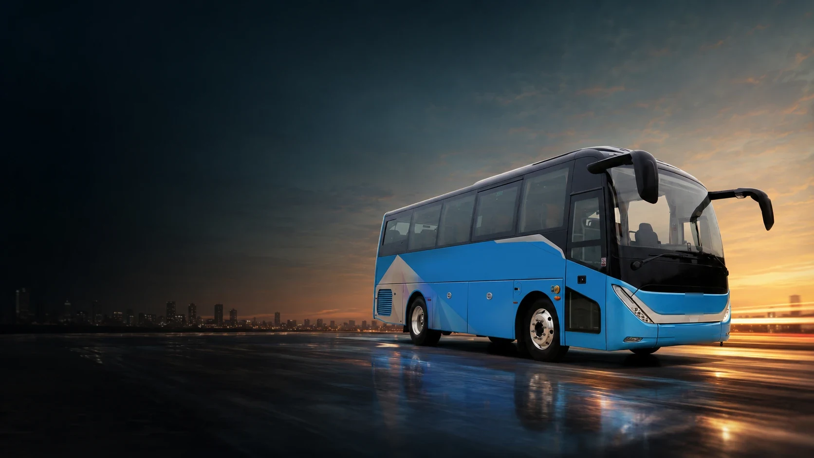 Electric bus at sunset — electric bus consultancy in Bangladesh by Palki Motors