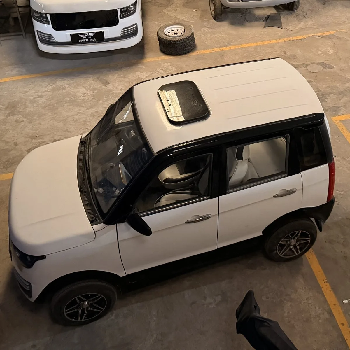 Top-down view showing sunroof